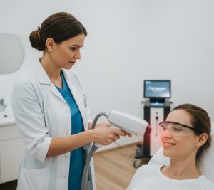 CO2 Laser devojka na tretmanu